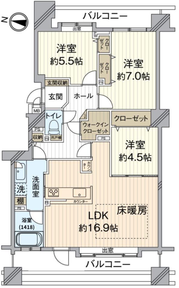 ダイアパレスガレリアシティウエストウイング 305号室 間取図