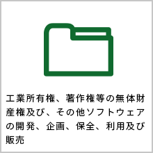 工業所有権、著作権等の無体財産権及び、その他ソフトウェアの開発、企画、保全、利用及び販売